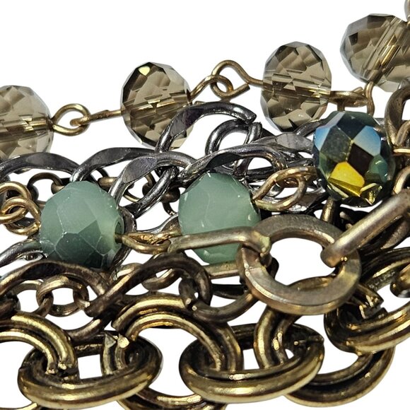 Boho Chic Mixed Chains Beads Chunky Statement Necklace Multi Strand Jewelry - Picture 4 of 6